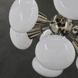 1970s Sputnik Chrome Plated 9-Flamming Chandelier by Kamenicky Senov , Czechoslovakia