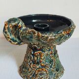 Pair of vintage Vanoise honey foam ceramic candlesticks