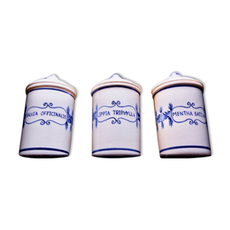 3 old pharmacy jars