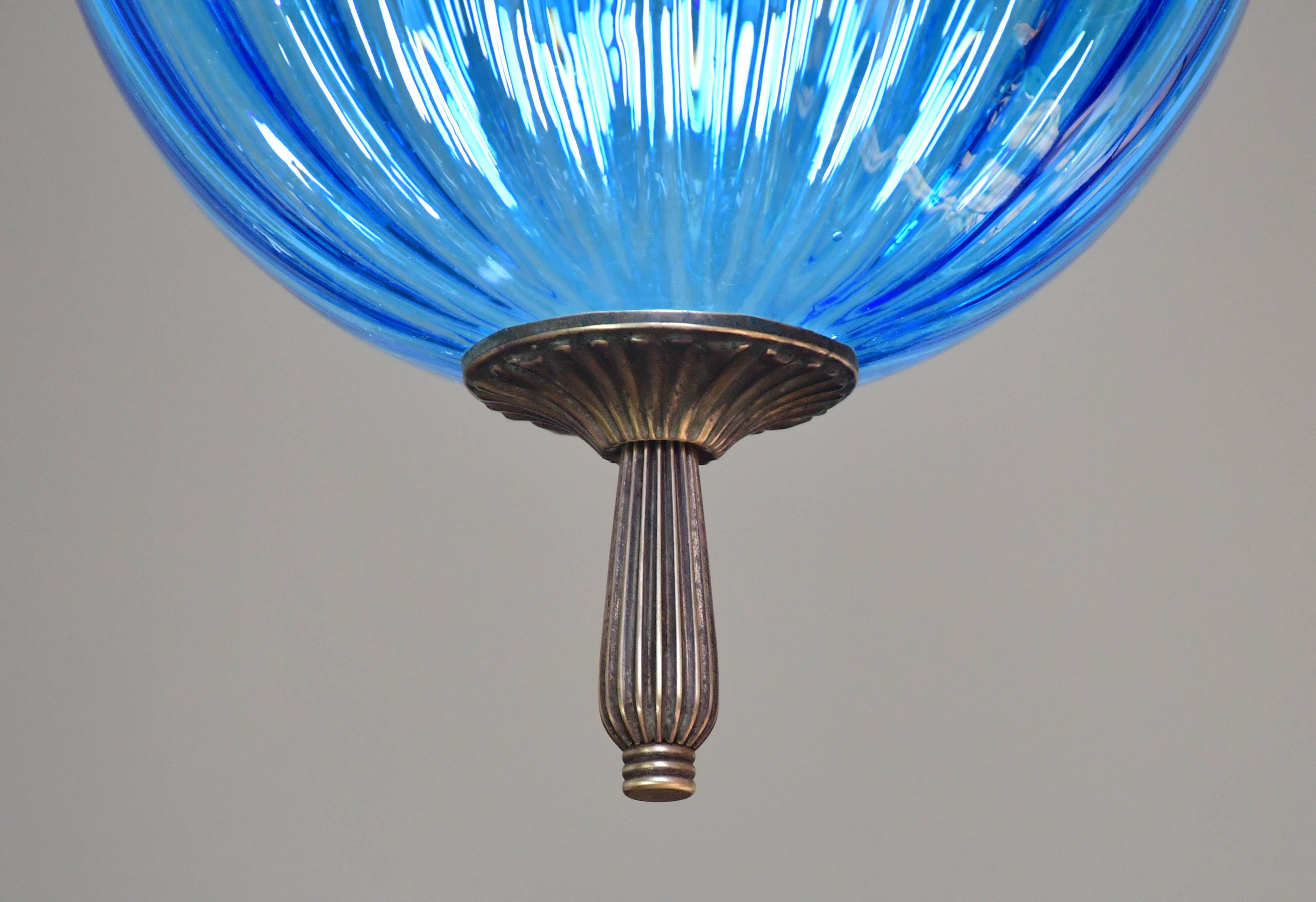 Charming vintage Murano blue glass pendant light, 1960