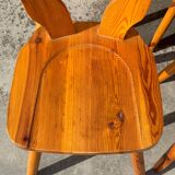 Set of 8 designer pine chairs in the style of Les Arcs Charlotte Perriand from the 70s