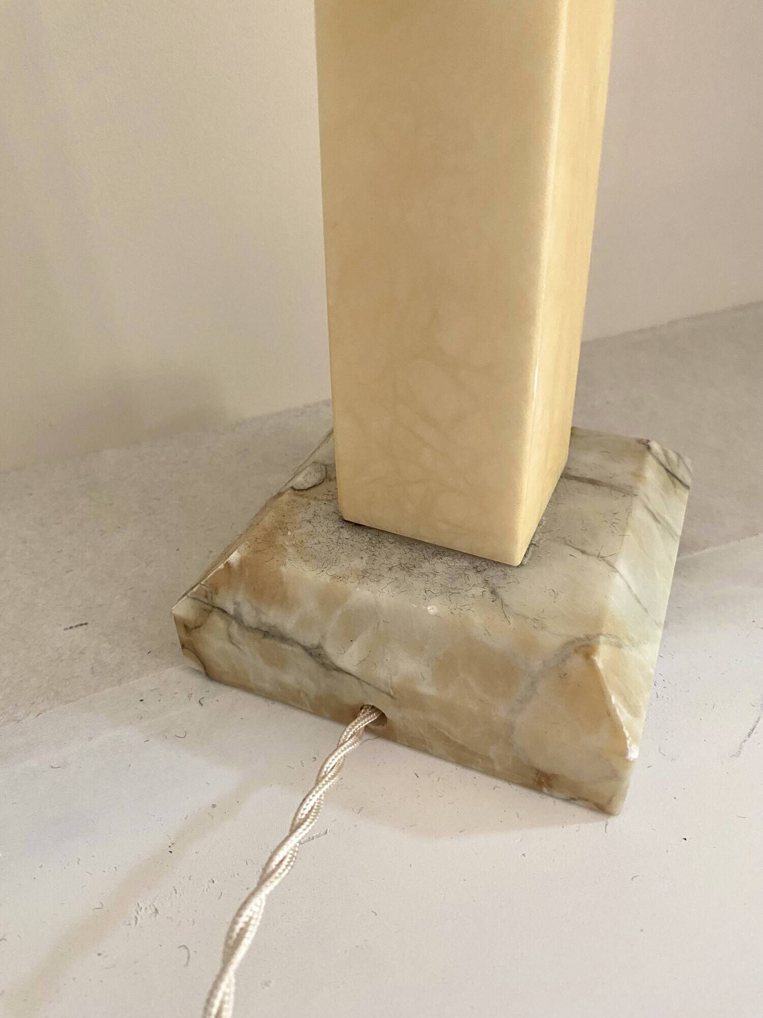 Alabaster lamp, 2M braided fabric cable, cotton shade