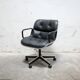 Black leather armchair by Charles Pollock for Knoll International