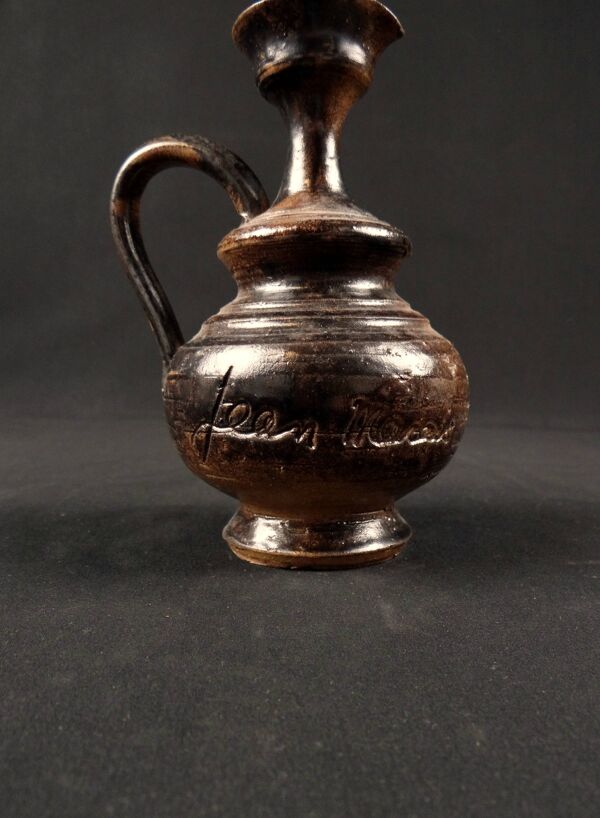 Pichet signé Jean Marais en céramique à l'émail chamotté vintage années 70