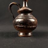 Vintage 1970s ceramic pitcher signed Jean Marais with chamotte glaze