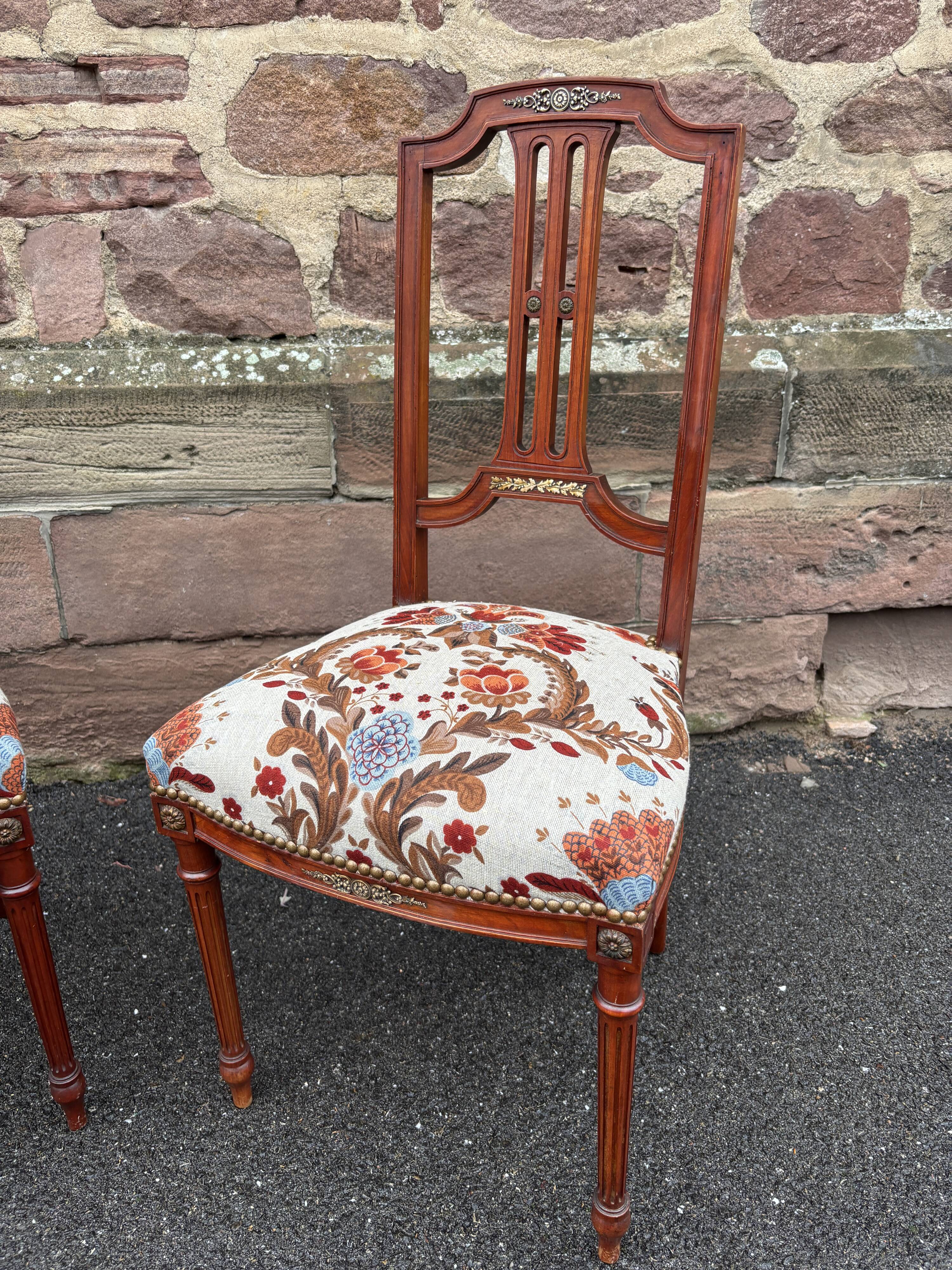 Pair of Louis XVI Napoleon III Chairs Mahogany 1920s Valet de chambre
