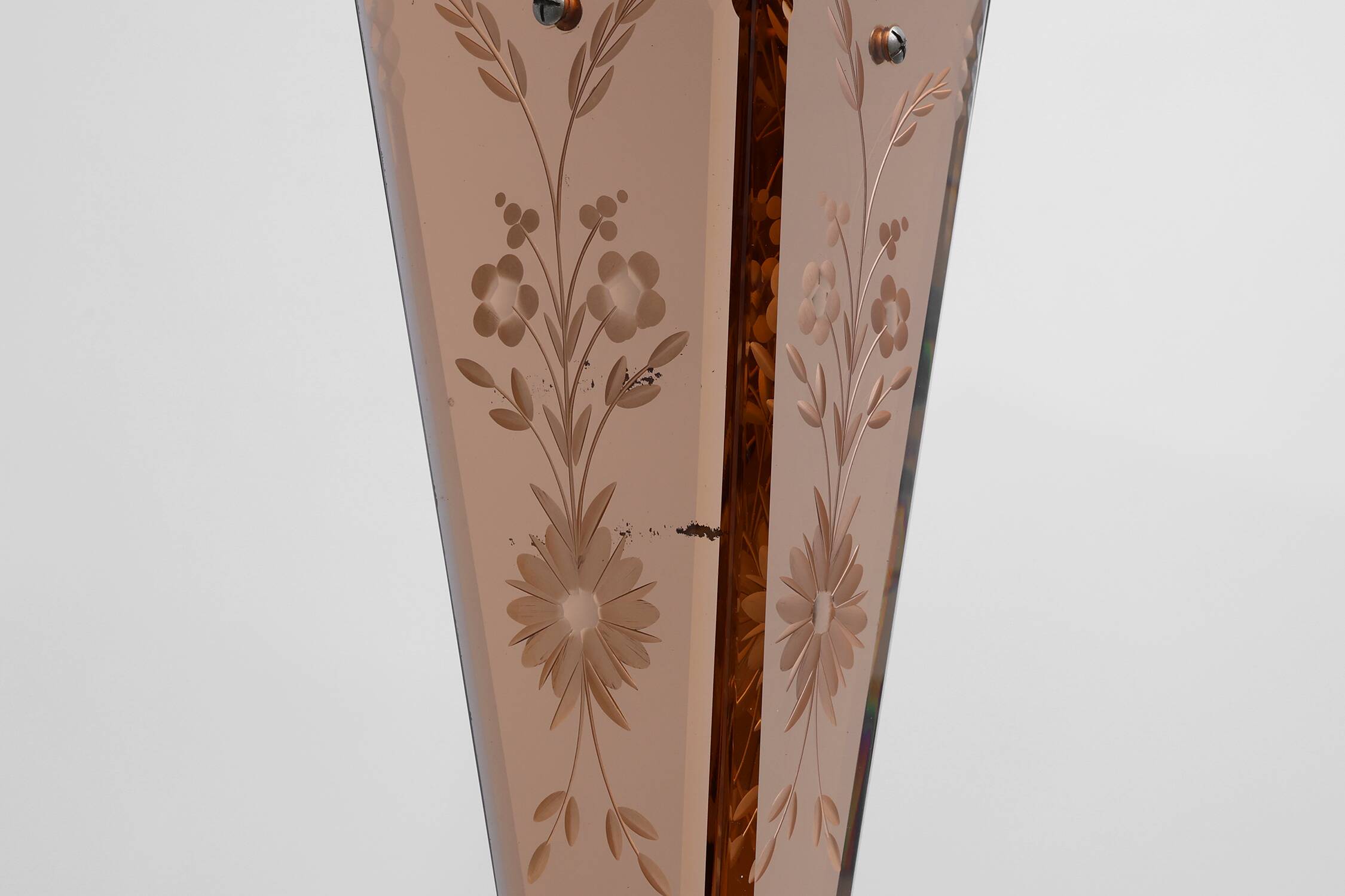 Art Deco Vase in Glass, Mirrored Glass and Wood, France 1920s