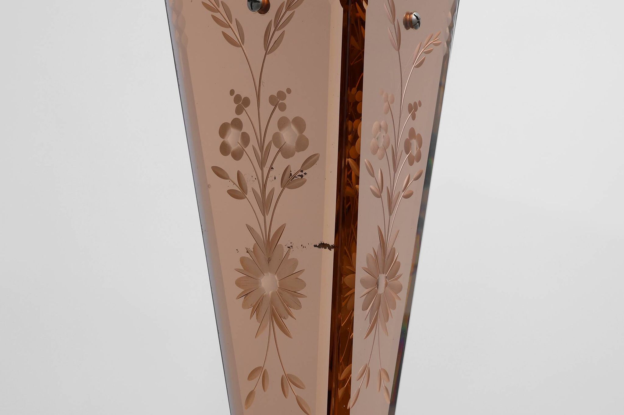 Art Deco Vase in Glass, Mirrored Glass and Wood, France 1920s