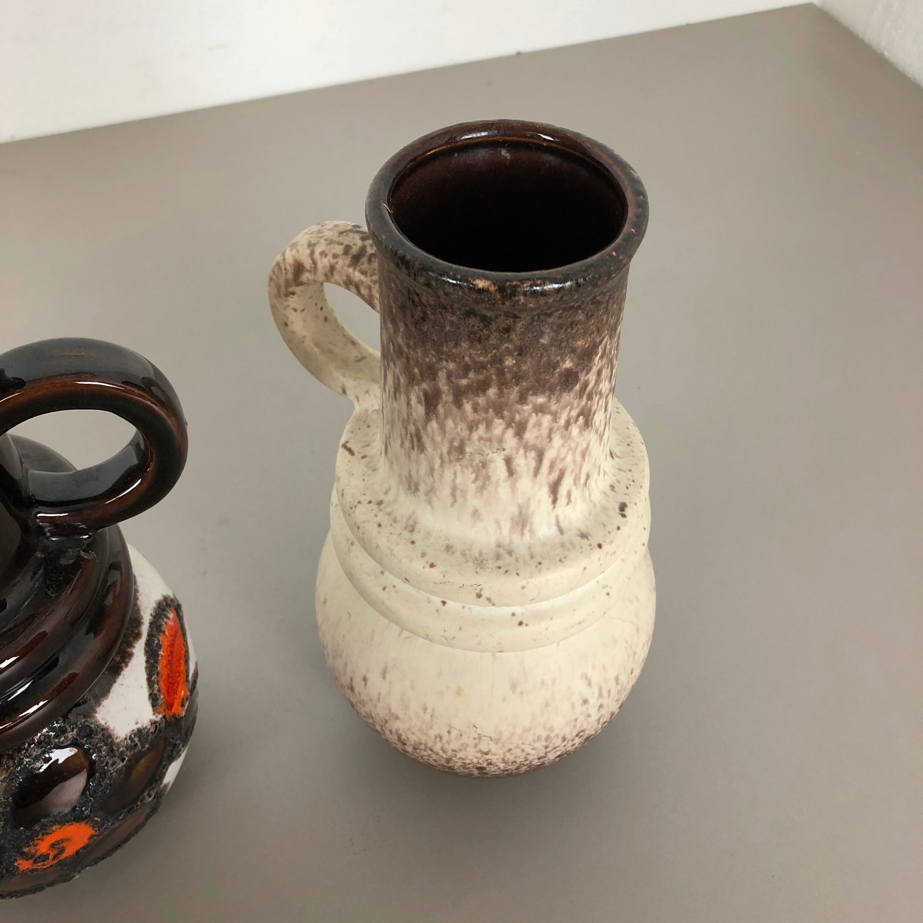 Set of three 1970s pottery fat lava "vienna" vases made by Scheurich, Germany