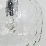 Grande lampe suspension globe en verre à bulles Limburg & chrome, Allemagne, années 1970