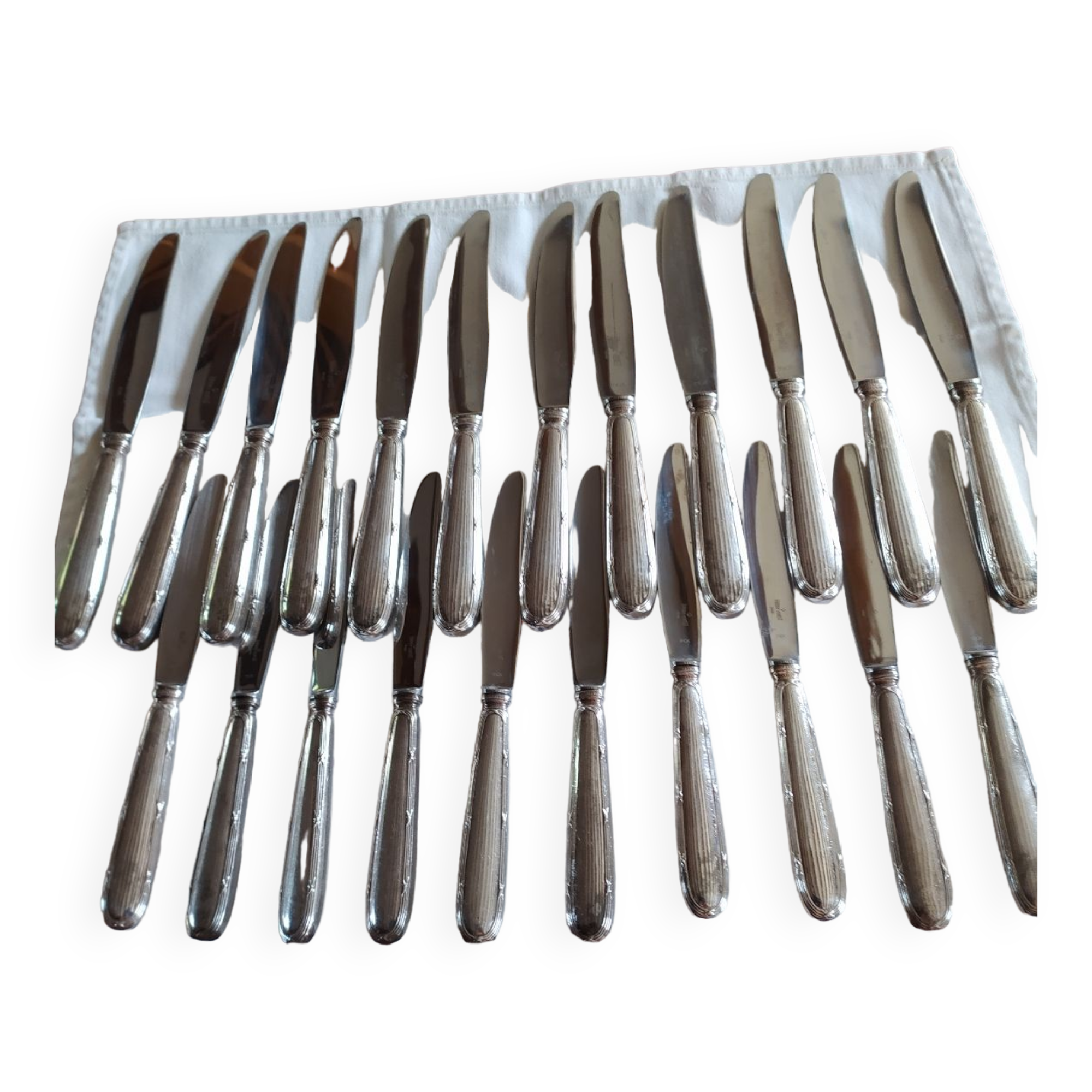 Stainless steel knives and silver metal