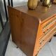 Old vintage wooden and rattan chest of drawers