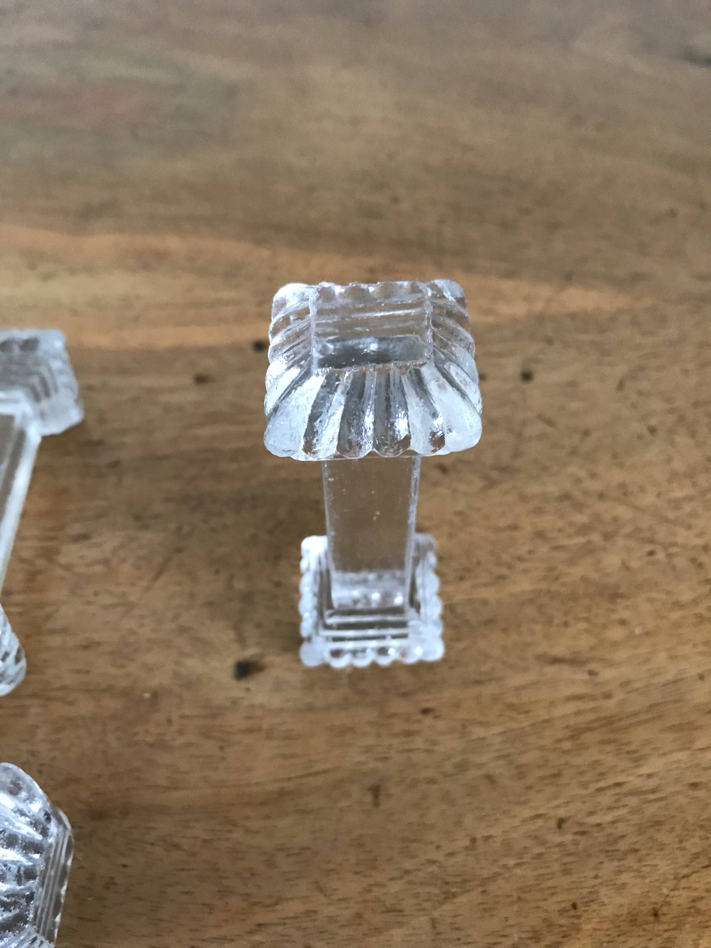 Set of six Art Deco glass knife holders