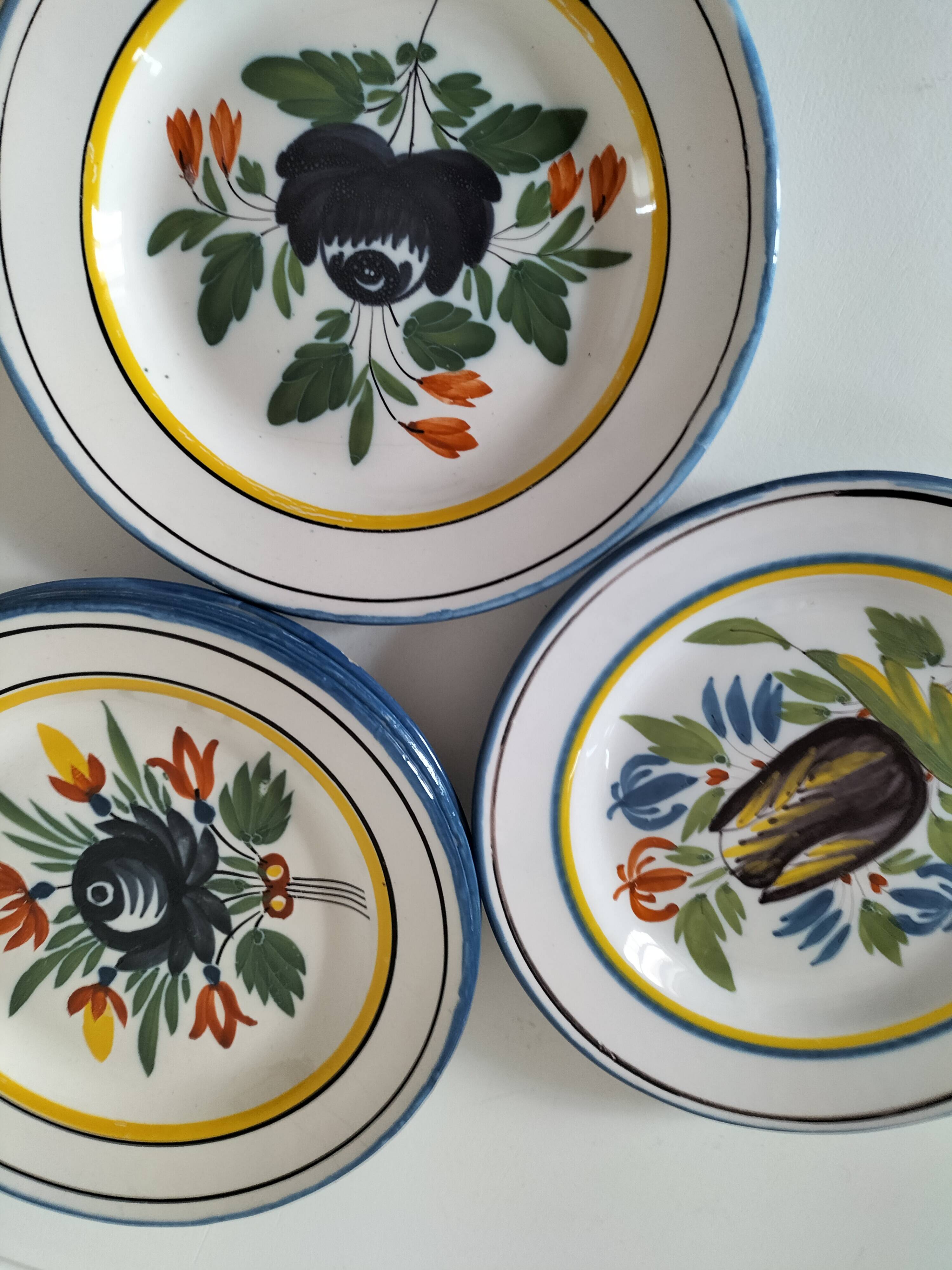 6 earthenware plates from the East - vintage 1960s