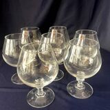 Set of 7 cognac glasses in sober and elegant crystal, beautiful resonance