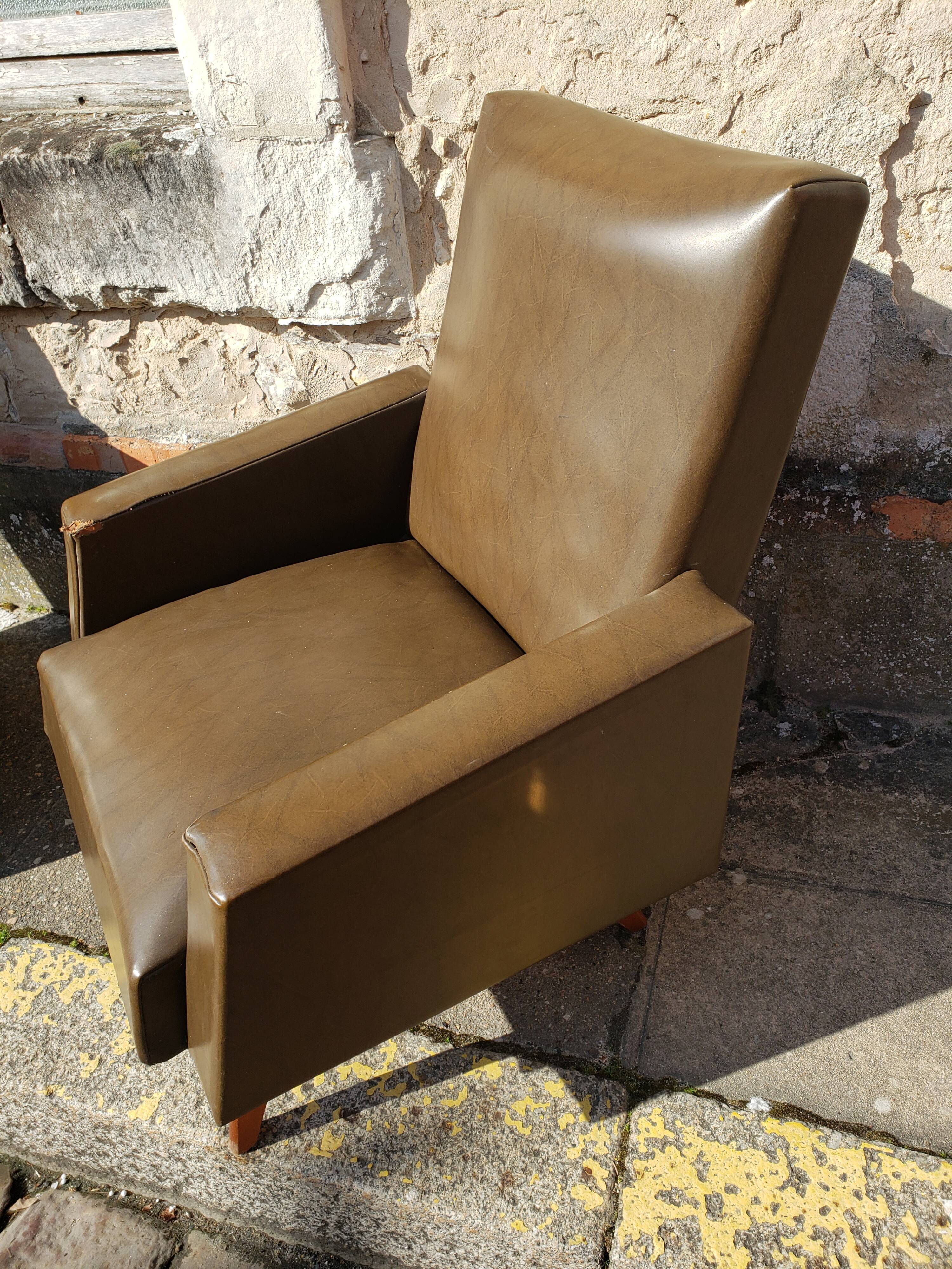 Vintage Scandinavian olive green armchairs