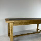 Oak farmhouse table, black top