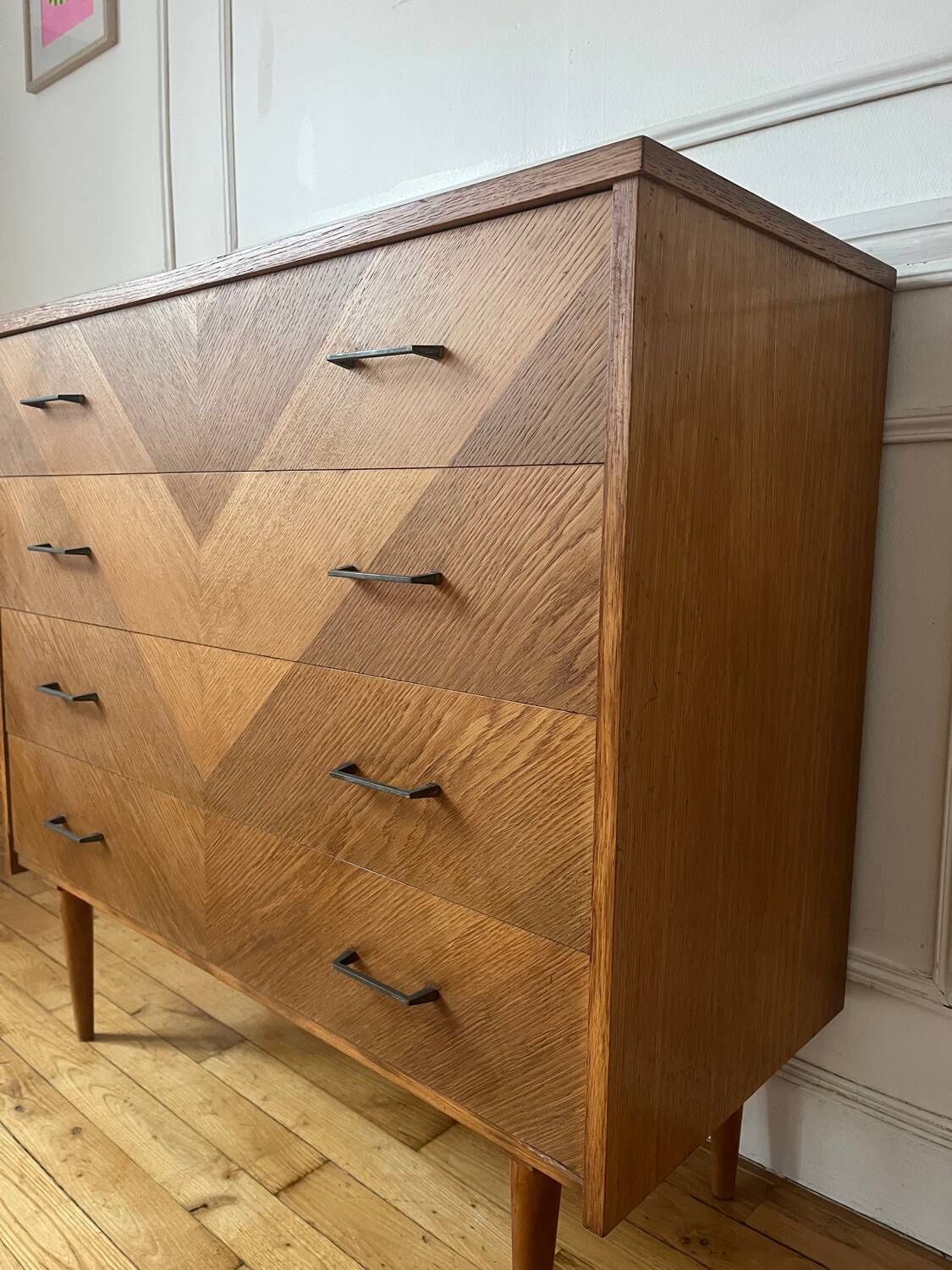 Commode en bois vintage années 50