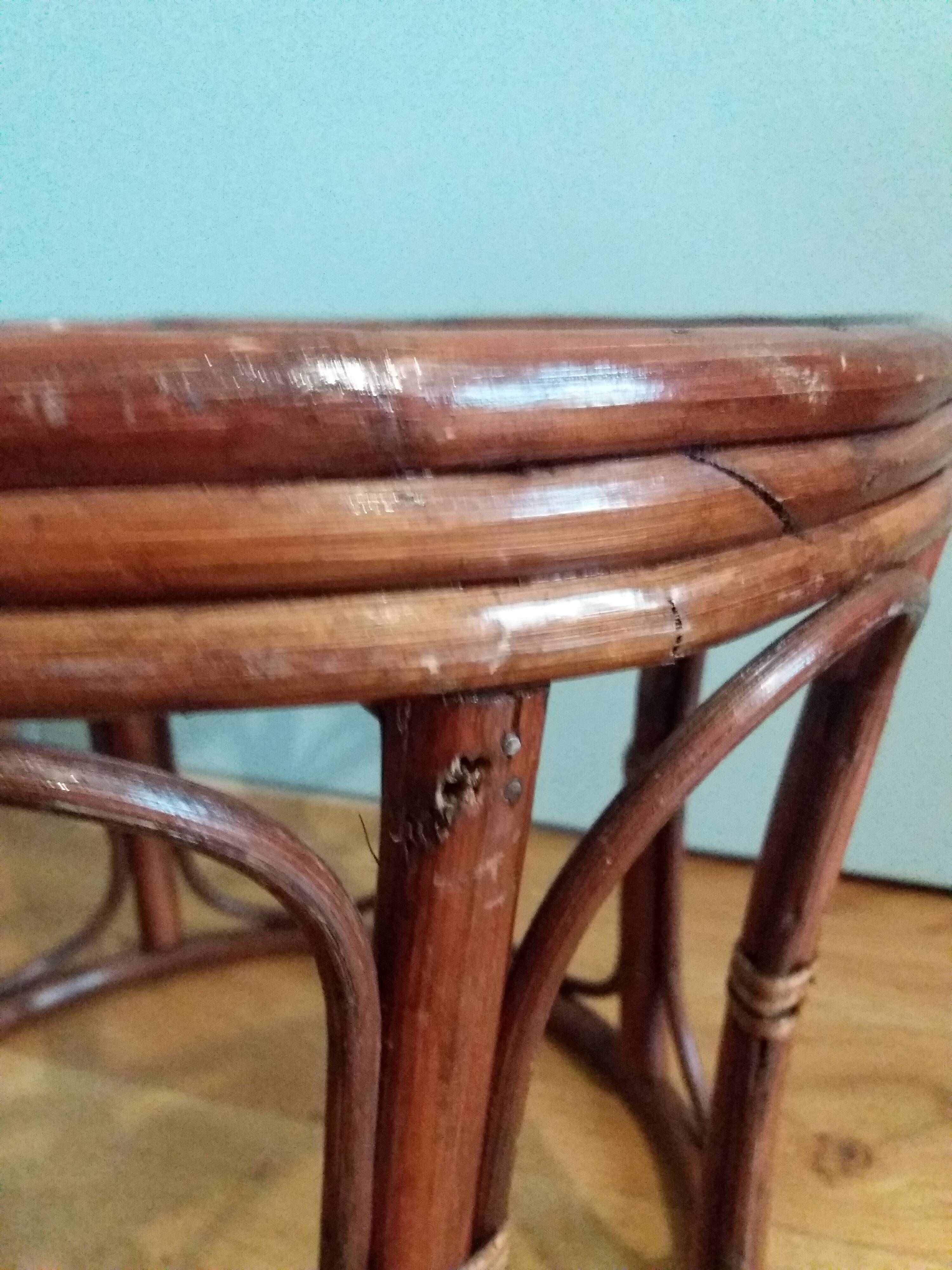 Wicker pouf with cushion