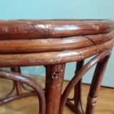 Wicker pouf with cushion