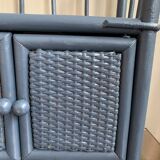 Blue rattan shelf