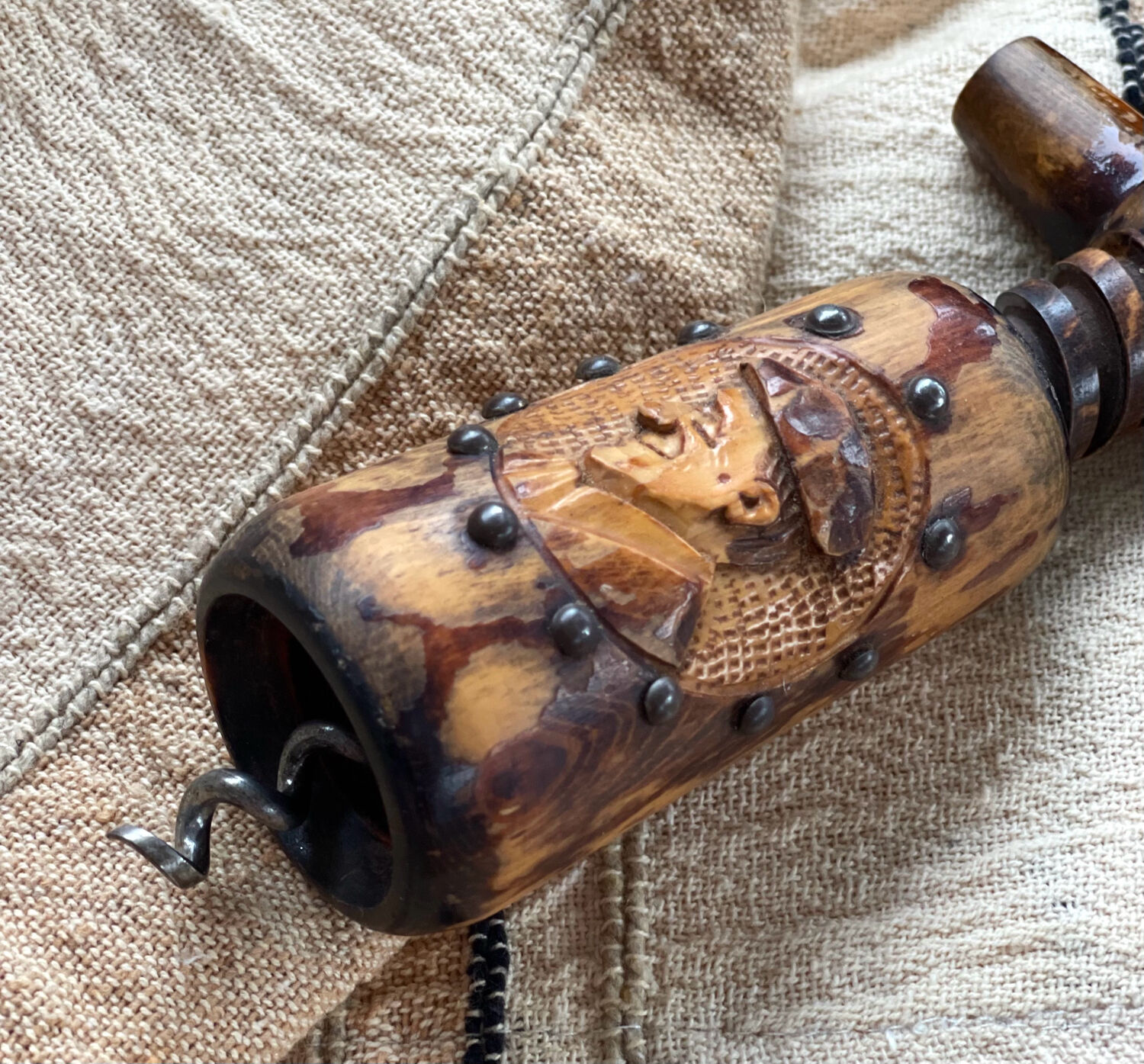 Old wooden corkscrew