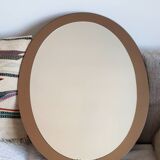 Large vintage purple oval mirror from the 70s