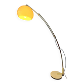 Italian mid-century Goffredo Reggiani arc floor lamp with white plexiglass shade
