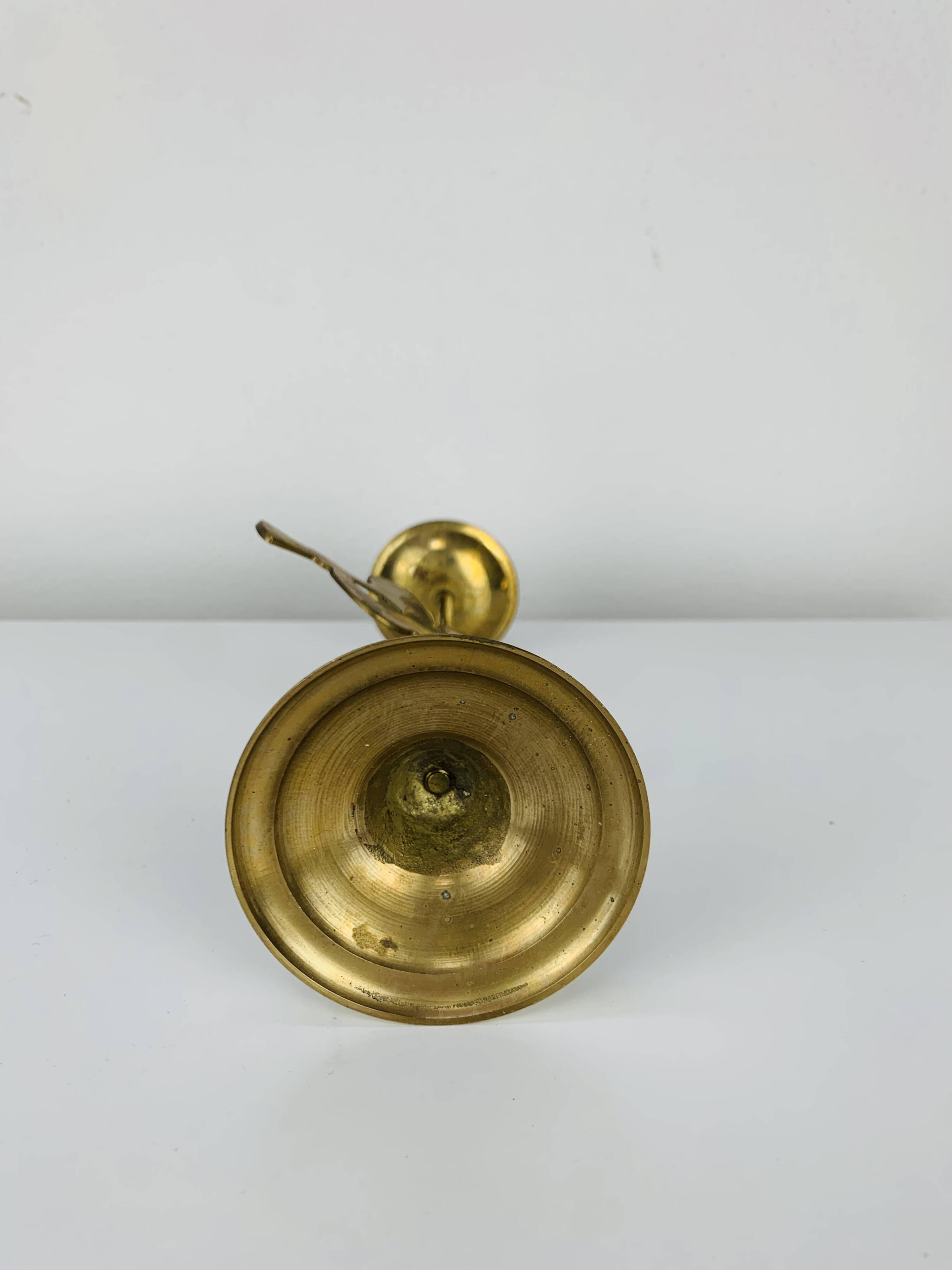 Vintage gold brass angel candle holder