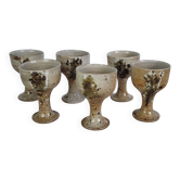 6 footed stoneware cups, Pottery of Vézelay - Albert Breton