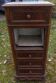 Walnut and walnut veneer bedside table with marble around 1900, door with drawers