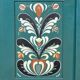 Original antique Swedish cabinet with blue-green folk style painting, dated 1906