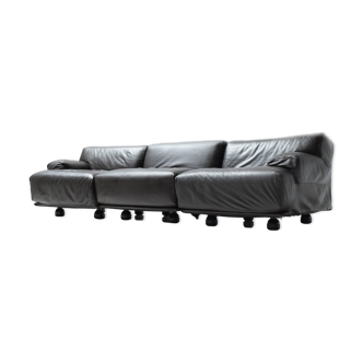 Leather modular Fiandra sofa by Vico Magistretti for Cassina - Italy