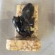 Pair of marble bookends and ruler representing a deer with his mother and a deer