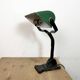 Vintage Green Enamel Bank Lamp, 1930s