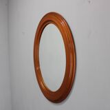 1970s Oval Wooden Mirror, Italy