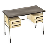 Desk with tubular base in chromed metal