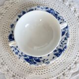 Vintage double-handled cup & saucer – Royal Tudor “Bouquet” blue