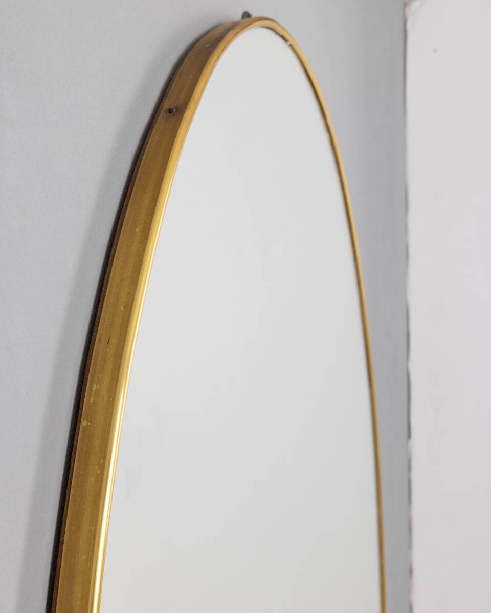 large 1960s vintage wall mirror in golden brass italian design