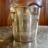 Silver metal ice bucket with 2 ice cube tongs