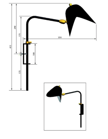 Serge Mouille wall sconce, model White Antony