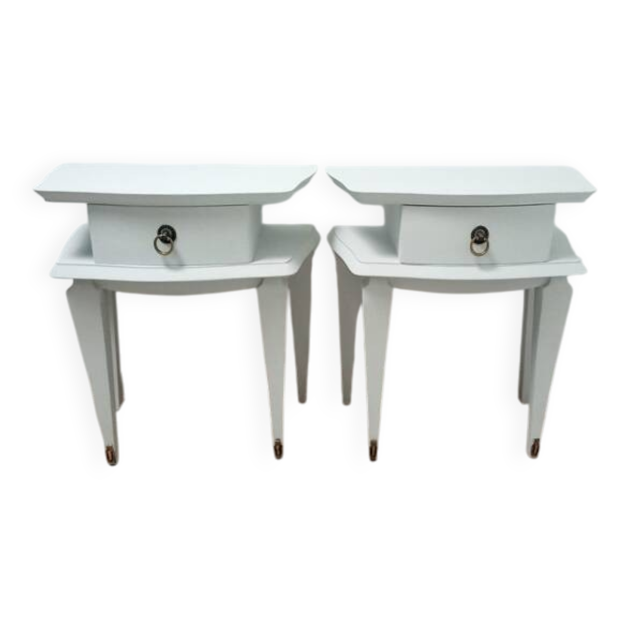Pair of compass leg bedside tables