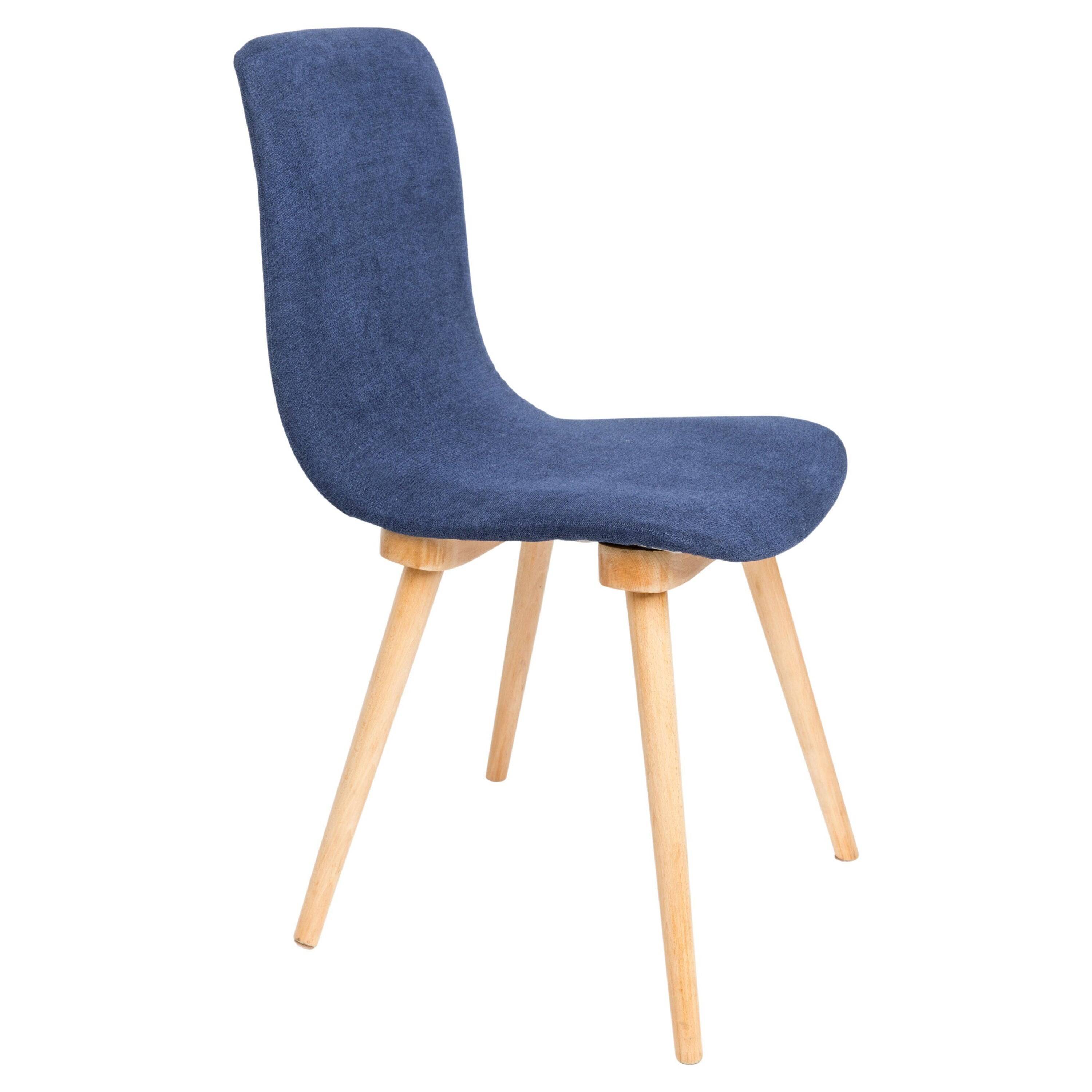 Mid-Century vintage navy blue chair, Fameg factory, Poland, 1960s