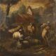 Landscape with shepherd and sheep, oil on canvas, 18th century.