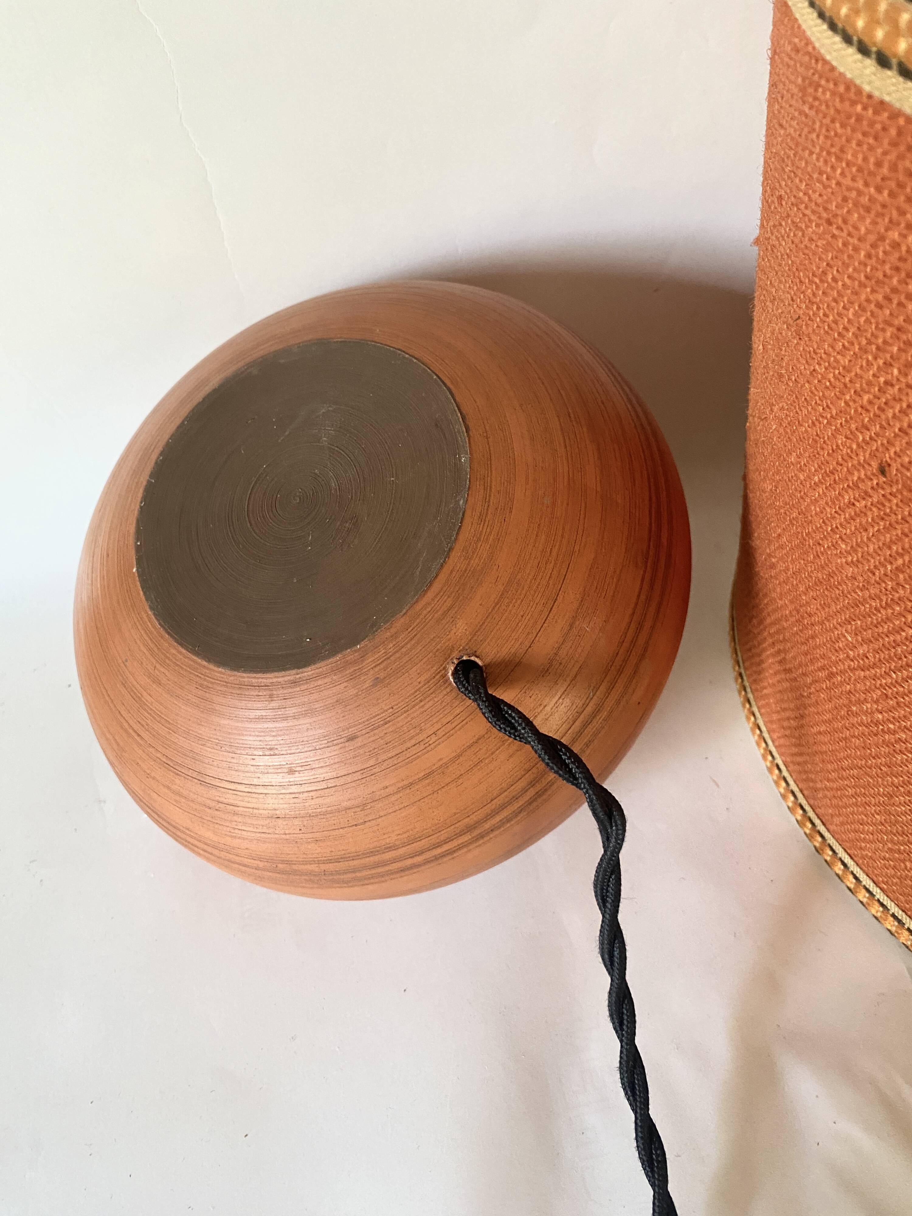Terracotta lamp, 2M fabric cable, jute lampshade