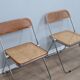 Set de 4 chaises Plia en bois et paille de Vienne par Castelli des années 1970.