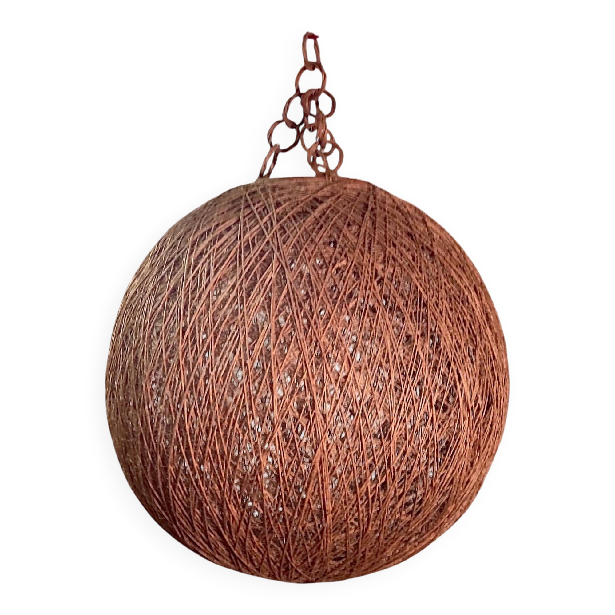 XL lampshade ball in hemp rope and rattan - 1970s