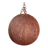 XL lampshade ball in hemp rope and rattan - 1970s