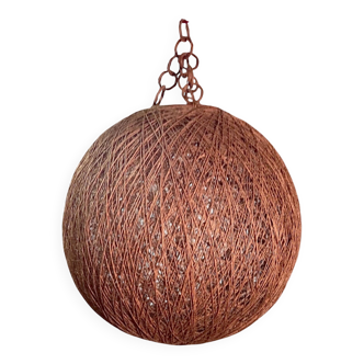 XL lampshade ball in hemp rope and rattan - 1970s