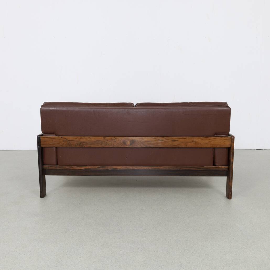 Danish Sofa in Leather and Rosewood by H. W. Klein for Bramin, 1970s